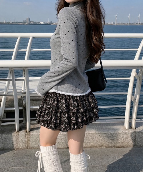 HOOK(フック)の「HOOK for girls ハートグラフィックドットハイネックロンT(Tシャツ/カットソー・レディース・ブルー/グレー・FREE)」の8枚目の写真