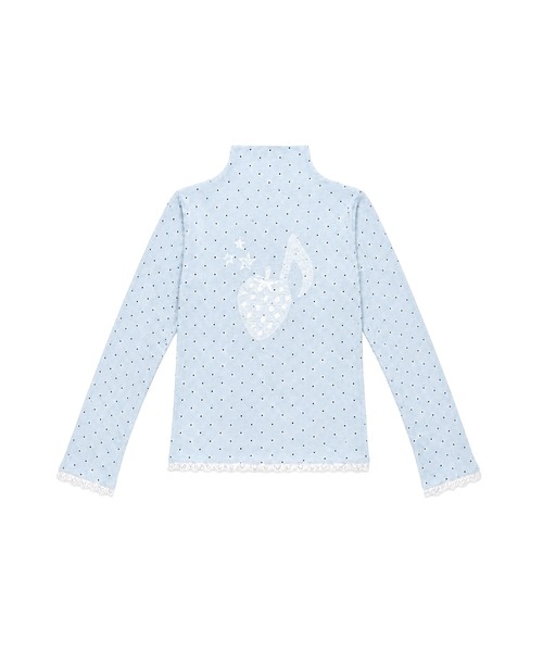 HOOK(フック)の「HOOK for girls ハートグラフィックドットハイネックロンT(Tシャツ/カットソー・レディース・ブルー/グレー・FREE)」の3枚目の写真