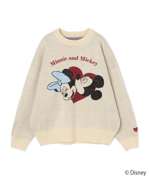 cross marche(クロスマルシェ)の「【Disney/ディズニー】ミッキー&ミニージャガードニットプルオーバー(ニット/セーター・レディース・アイボリー/ブラック・L/M/LL)」の1枚目の写真