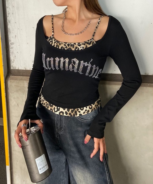 non-hedge（ノンヘッジ）の「ストーンロゴヒョウアンサンブル風ロンT（Tシャツ/カットソー・レディース・ブラック/グレー/ブラウン/オフホワイト・FREE）」の20枚目の写真