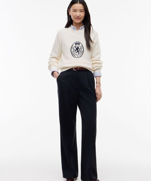 TOMMY HILFIGER（トミーヒルフィガー）の「コットンボートクルーネックレギュラーフィットセーター（ニット/セーター・レディース・ホワイト/ネイビー・SMALL/X-SMALL）」の3枚目の写真