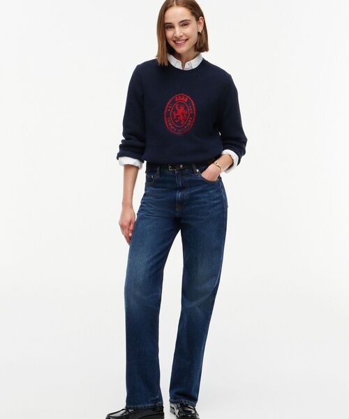 TOMMY HILFIGER（トミーヒルフィガー）の「コットンボートクルーネックレギュラーフィットセーター（ニット/セーター・レディース・ホワイト/ネイビー・SMALL/X-SMALL）」の9枚目の写真