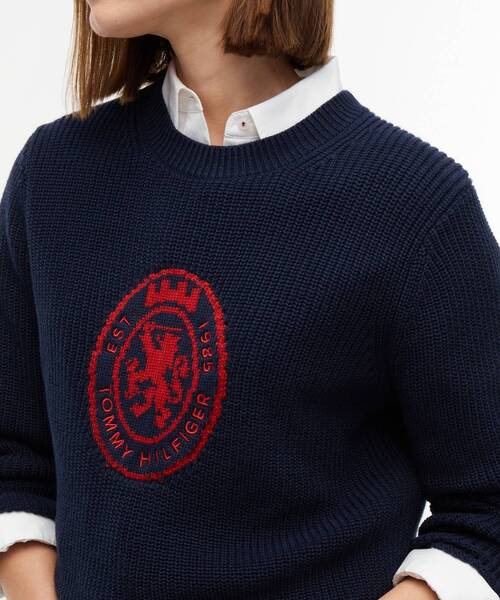 TOMMY HILFIGER（トミーヒルフィガー）の「コットンボートクルーネックレギュラーフィットセーター（ニット/セーター・レディース・ホワイト/ネイビー・SMALL/X-SMALL）」の10枚目の写真