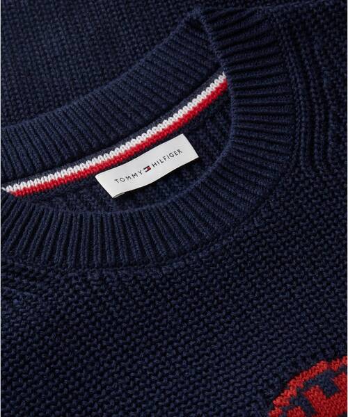 TOMMY HILFIGER（トミーヒルフィガー）の「コットンボートクルーネックレギュラーフィットセーター（ニット/セーター・レディース・ホワイト/ネイビー・SMALL/X-SMALL）」の12枚目の写真