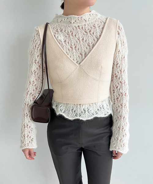 エディットフォールル　レース　ブラウス　EDIT. FOR LULU NOHRA for LULU】Knit bustier（シャツ/ブラウス）｜EDIT. FOR LULU
