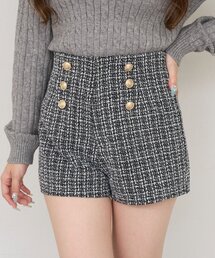 金ボタンツイードショートパンツ