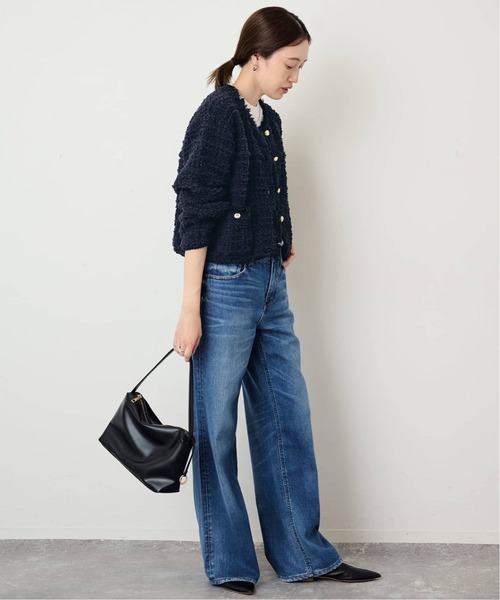 SLOBE IENA(スローブイエナ)の「《WEB限定/追加2》ツイードニットジャケット(カーディガン/ボレロ・レディース・ネイビー・FREE)」の2枚目の写真
