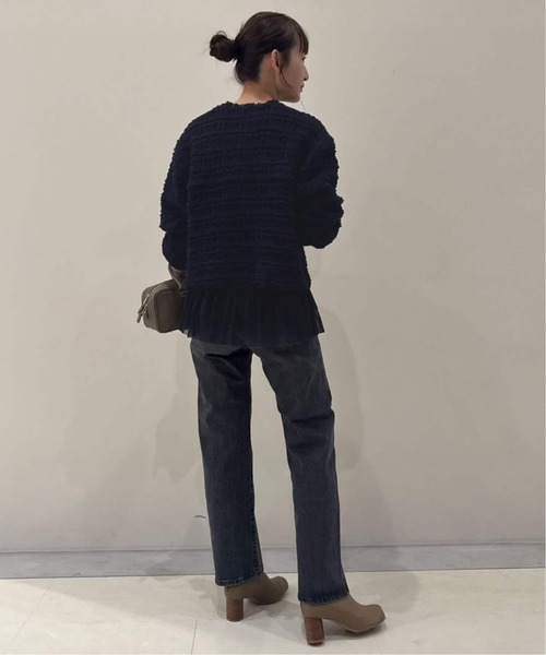 SLOBE IENA(スローブイエナ)の「《WEB限定/追加2》ツイードニットジャケット(カーディガン/ボレロ・レディース・ネイビー・FREE)」の19枚目の写真