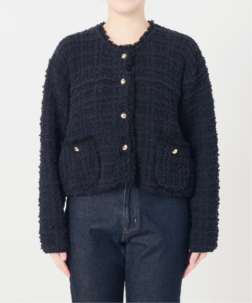 SLOBE IENA(スローブイエナ)の「《WEB限定/追加2》ツイードニットジャケット(カーディガン/ボレロ・レディース・ネイビー・FREE)」の21枚目の写真