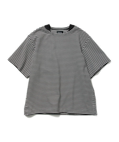 International Gallery BEAMS（インターナショナルギャラリービームス）の「TA CA Si / ビッグシルエット ボーダーＴシャツ（Tシャツ/カットソー・メンズ・ネイビー/ブラック・44/46/48）」の7枚目の写真