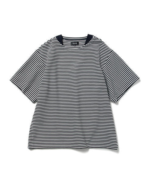 International Gallery BEAMS（インターナショナルギャラリービームス）の「TA CA Si / ビッグシルエット ボーダーＴシャツ（Tシャツ/カットソー・メンズ・ネイビー/ブラック・44/46/48）」の15枚目の写真