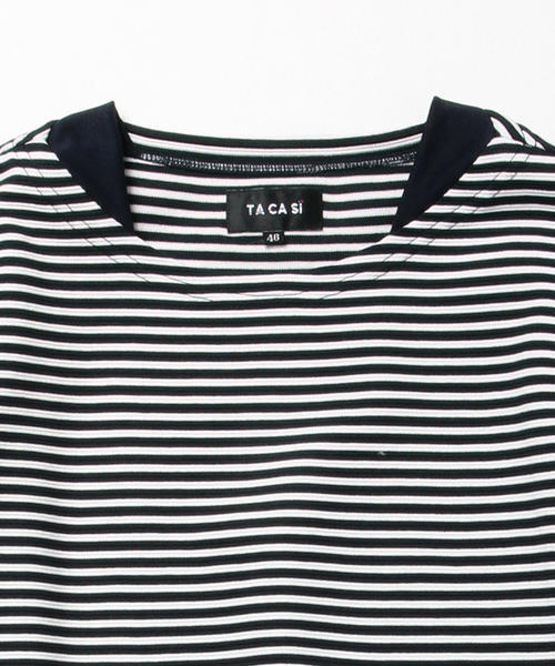 International Gallery BEAMS（インターナショナルギャラリービームス）の「TA CA Si / ビッグシルエット ボーダーＴシャツ（Tシャツ/カットソー・メンズ・ネイビー/ブラック・44/46/48）」の8枚目の写真