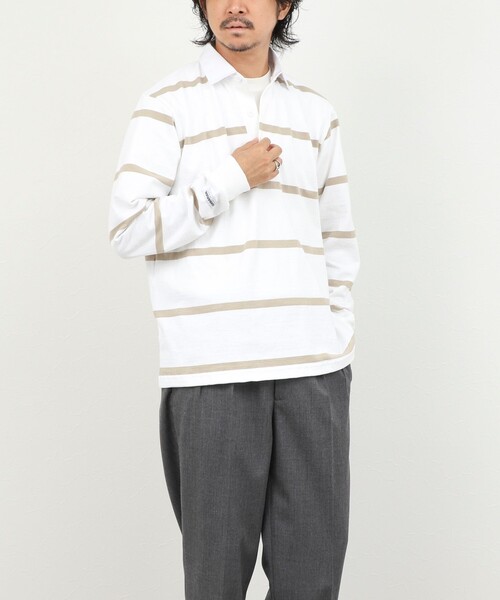 Barbarian(バーバリアン)の「【BARBARIAN/バーバリアン】別注 8オンス ラガーシャツ 26AW(Tシャツ/カットソー・メンズ・ネイビー/ホワイト系その他・M/L/XL)」の4枚目の写真