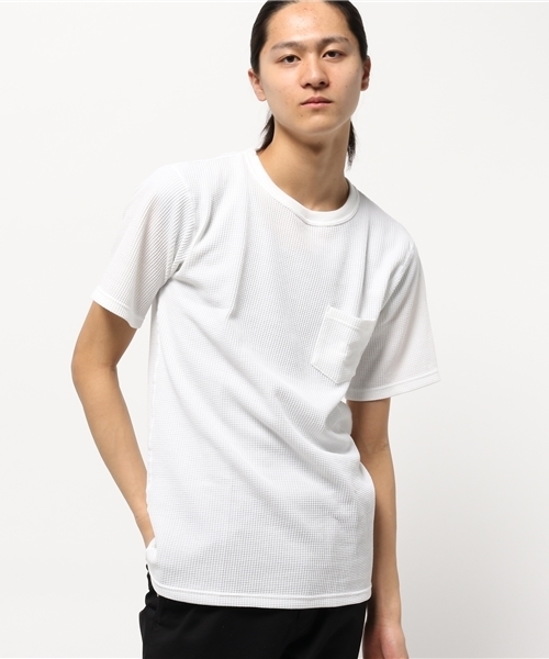 Abiding Aim(アバイディングエイム)の「【JEMORGAN】サーマル半袖クルーネットポケットTシャツ(Tシャツ/カットソー・メンズ・ブラック/オフホワイト/ホワイト/ネイビー/トップグレー・SMALL/LARGE/MEDIUM/X-LARGE)」の3枚目の写真