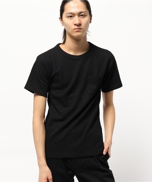 Abiding Aim(アバイディングエイム)の「【JEMORGAN】サーマル半袖クルーネットポケットTシャツ(Tシャツ/カットソー・メンズ・ブラック/オフホワイト/ホワイト/ネイビー/トップグレー・SMALL/LARGE/MEDIUM/X-LARGE)」の2枚目の写真