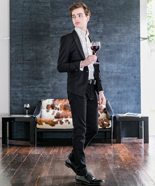 Buffalo Bobs（バッファローボブズ）の「GEMINI(ジェミニ）レイヤードピークドラペル テーラードジャケット（テーラードジャケット・メンズ・ブラック/ストライプ/チェック/ホワイト/マルチ/Nat・1/S/3/L/2/M）」の9枚目の写真