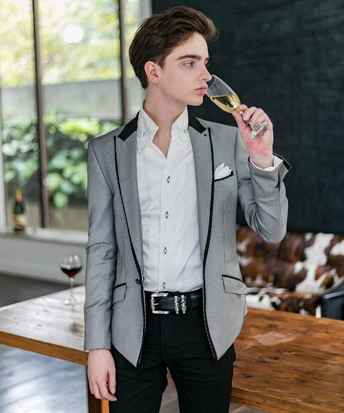 Buffalo Bobs（バッファローボブズ）の「GEMINI(ジェミニ）レイヤードピークドラペル テーラードジャケット（テーラードジャケット・メンズ・ブラック/ストライプ/チェック/ホワイト/マルチ/Nat・1/S/3/L/2/M）」の19枚目の写真