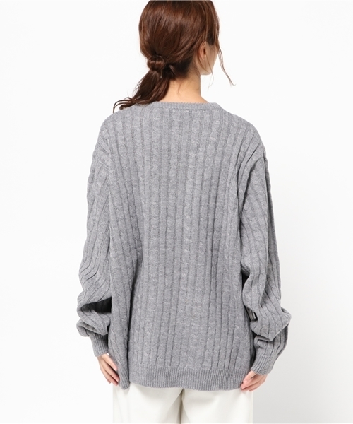 PUNYUS（プニュズ）の「ケーブルニット（ニット/セーター・レディース・ワイン/ベージュ/杢グレー/ダークグリーン/オフホワイト/マスタード・2/4/1/3）」の9枚目の写真