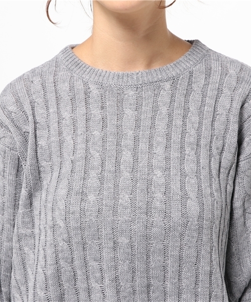 PUNYUS（プニュズ）の「ケーブルニット（ニット/セーター・レディース・ワイン/ベージュ/杢グレー/ダークグリーン/オフホワイト/マスタード・2/4/1/3）」の10枚目の写真