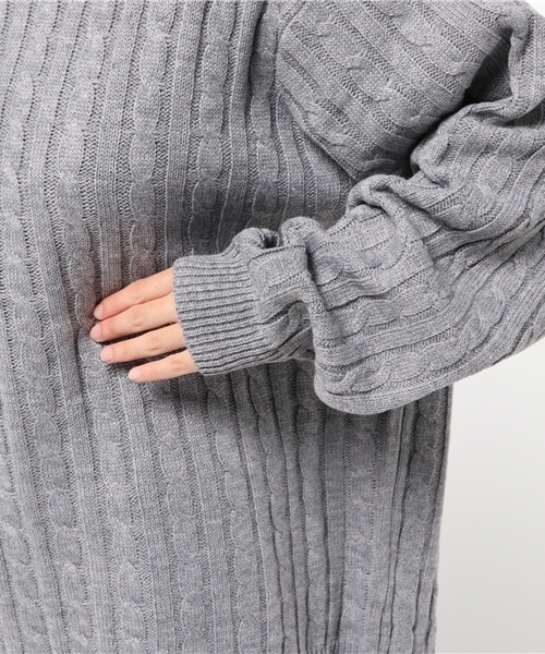 PUNYUS（プニュズ）の「ケーブルニット（ニット/セーター・レディース・ワイン/ベージュ/杢グレー/ダークグリーン/オフホワイト/マスタード・2/4/1/3）」の11枚目の写真