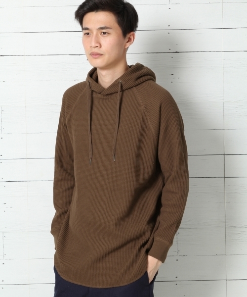 GLOBAL WORK(グローバルワーク)の「TCワッフルプルオーバーパーカー/739218(パーカー・メンズ・ダークブラウン/ホワイト/グレー・X-LARGE/SMALL/LARGE/MEDIUM)」の3枚目の写真