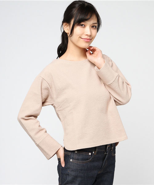 SHIPS(シップス)の「ぷくぷくジャージープルオーバー◇(Tシャツ/カットソー・レディース・オフホワイト/ブラック/ピンク・ONE SIZE)」の4枚目の写真