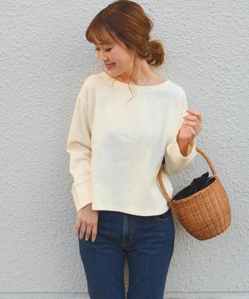 SHIPS(シップス)の「ぷくぷくジャージープルオーバー◇(Tシャツ/カットソー・レディース・オフホワイト/ブラック/ピンク・ONE SIZE)」の2枚目の写真