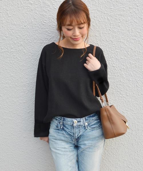 SHIPS(シップス)の「ぷくぷくジャージープルオーバー◇(Tシャツ/カットソー・レディース・オフホワイト/ブラック/ピンク・ONE SIZE)」の3枚目の写真