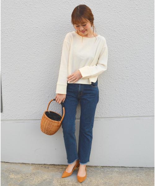 SHIPS(シップス)の「ぷくぷくジャージープルオーバー◇(Tシャツ/カットソー・レディース・オフホワイト/ブラック/ピンク・ONE SIZE)」の7枚目の写真