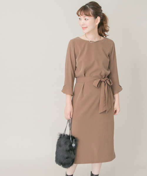 Urban Research Rosso Women アーバンリサーチ ロッソ の 異素材ウエストリボンワンピース ワンピース Wear