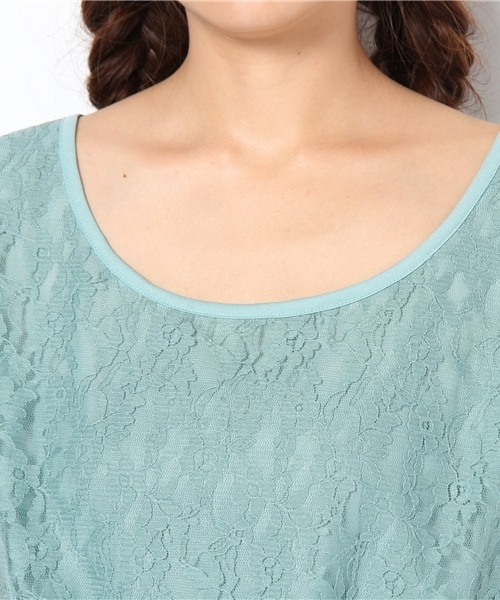 one after another NICE CLAUP(ワンアフターアナザーナイスクラップ)の「レース裾絞りブラウス(Tシャツ/カットソー・レディース・オフホワイト/ミント/ピンク系その他・FREE)」の4枚目の写真