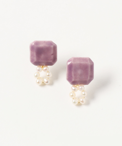 TONE SELECT GOODS(トーンセレクトグッズ)の「【IRODORI】circle パール pierce/ピアス(ラベンダー)(ピアス(両耳用)・レディース・ラベンダー/ライトブルー・FREE/SMALL)」の2枚目の写真