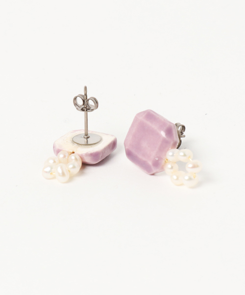 TONE SELECT GOODS(トーンセレクトグッズ)の「【IRODORI】circle パール pierce/ピアス(ラベンダー)(ピアス(両耳用)・レディース・ラベンダー/ライトブルー・FREE/SMALL)」の5枚目の写真