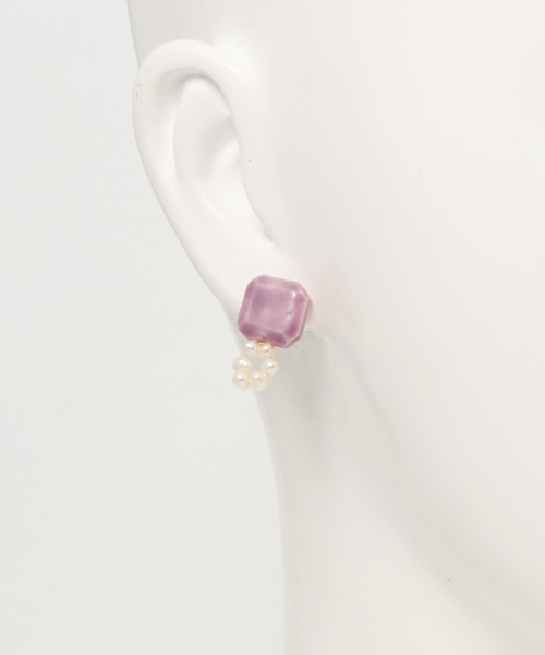 TONE SELECT GOODS(トーンセレクトグッズ)の「【IRODORI】circle パール pierce/ピアス(ラベンダー)(ピアス(両耳用)・レディース・ラベンダー/ライトブルー・FREE/SMALL)」の3枚目の写真