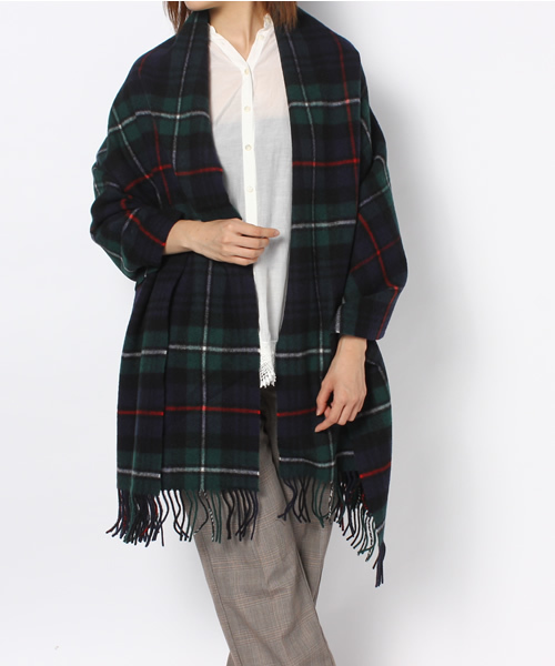 NANO universe（ナノユニバース）の「大判チェックストール（ストール/ショール・レディース・ベージュ/グリーン/ブラック/レッド・FREE）」の10枚目の写真