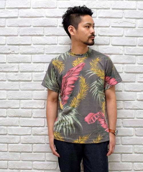 OLD BETTY'S（オールドベティーズ）の「Leaf Pattern Print T-shirts/ リーフ プリント Tシャツ（Tシャツ/カットソー・レディース・オフホワイト/スミクロ・36/38/40）」の7枚目の写真