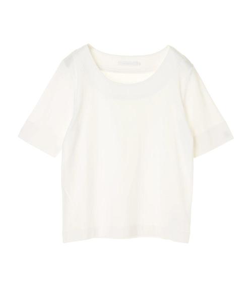 AMERICAN HOLIC(アメリカンホリック)の「・クルーネック切り替え半袖カットプルオーバー(Tシャツ/カットソー・レディース・ブラック/オフホワイト/杢グレー/キャメル・M/L)」の5枚目の写真