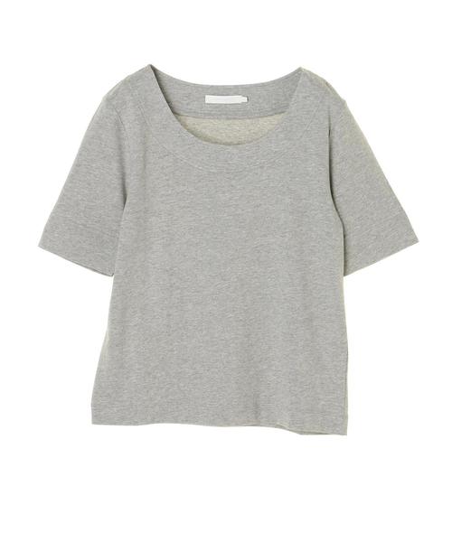 AMERICAN HOLIC(アメリカンホリック)の「・クルーネック切り替え半袖カットプルオーバー(Tシャツ/カットソー・レディース・ブラック/オフホワイト/杢グレー/キャメル・M/L)」の6枚目の写真