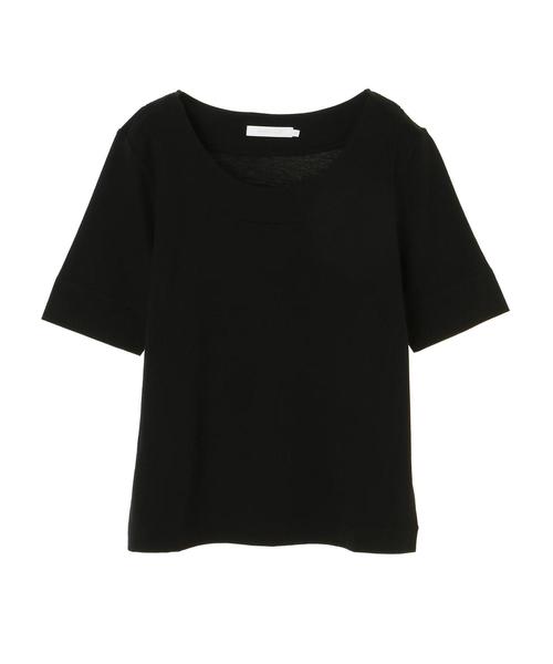 AMERICAN HOLIC(アメリカンホリック)の「・クルーネック切り替え半袖カットプルオーバー(Tシャツ/カットソー・レディース・ブラック/オフホワイト/杢グレー/キャメル・M/L)」の7枚目の写真