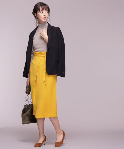 NANO universe（ナノユニバース）の「アシメタックベルト付きスカート（スカート・レディース・ブラック/ダークグリーン/ベージュ/イエロー・38/36）」の14枚目の写真