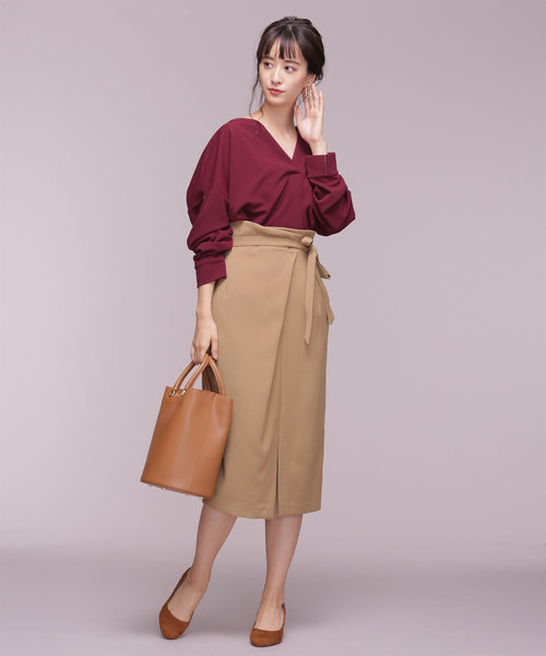 NANO universe（ナノユニバース）の「アシメタックベルト付きスカート（スカート・レディース・ブラック/ダークグリーン/ベージュ/イエロー・38/36）」の12枚目の写真