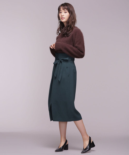 NANO universe（ナノユニバース）の「アシメタックベルト付きスカート（スカート・レディース・ブラック/ダークグリーン/ベージュ/イエロー・38/36）」の5枚目の写真