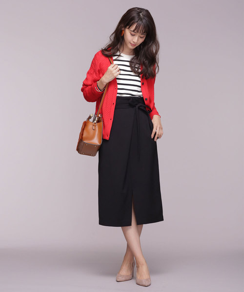 NANO universe（ナノユニバース）の「アシメタックベルト付きスカート（スカート・レディース・ブラック/ダークグリーン/ベージュ/イエロー・38/36）」の8枚目の写真