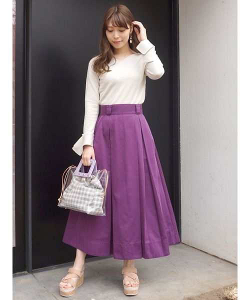 MERCURYDUO（マーキュリーデュオ）の「袖ラッフルＶネックニット（ニット/セーター・レディース・オフホワイト/ブラック/イエロー/ライトグレー・FREE）」の6枚目の写真