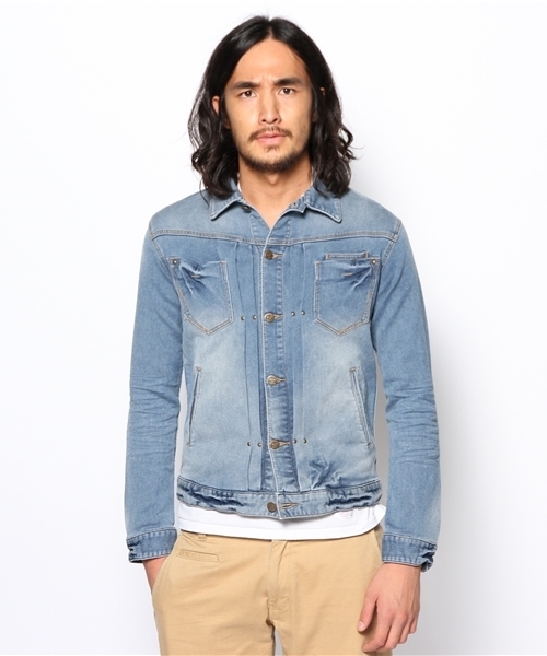 RATTLE TRAP（ラトルトラップ）の「裏毛スウェットデニムジャケット（デニムジャケット・メンズ・ブルー/ライトブルー・MEDIUM/LARGE）」の2枚目の写真