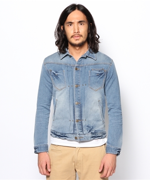 RATTLE TRAP（ラトルトラップ）の「裏毛スウェットデニムジャケット（デニムジャケット・メンズ・ブルー/ライトブルー・MEDIUM/LARGE）」の3枚目の写真