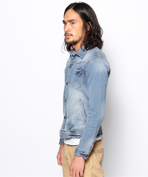 RATTLE TRAP（ラトルトラップ）の「裏毛スウェットデニムジャケット（デニムジャケット・メンズ・ブルー/ライトブルー・MEDIUM/LARGE）」の4枚目の写真