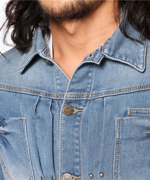 RATTLE TRAP（ラトルトラップ）の「裏毛スウェットデニムジャケット（デニムジャケット・メンズ・ブルー/ライトブルー・MEDIUM/LARGE）」の7枚目の写真