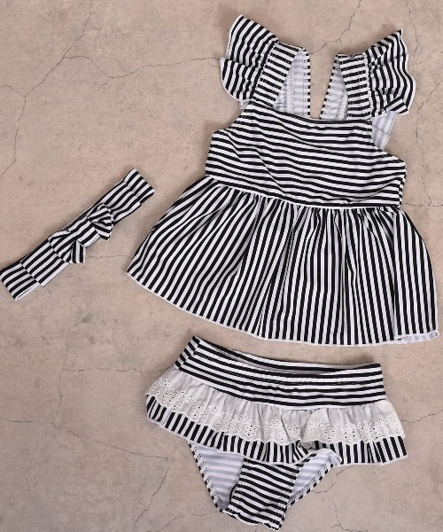 フリル付きセパレート水着セット[タイムセール] セール】ストライプ