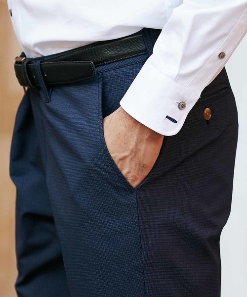 MEN'S BIGI（メンズビギ）の「クールドッツ ストレッチパンツ/ウォッシャブル（同素材ジャケットもあり セットアップも可能）（その他パンツ・メンズ・ブルー/ネイビー/グレー・L/M/S/SS）」の6枚目の写真